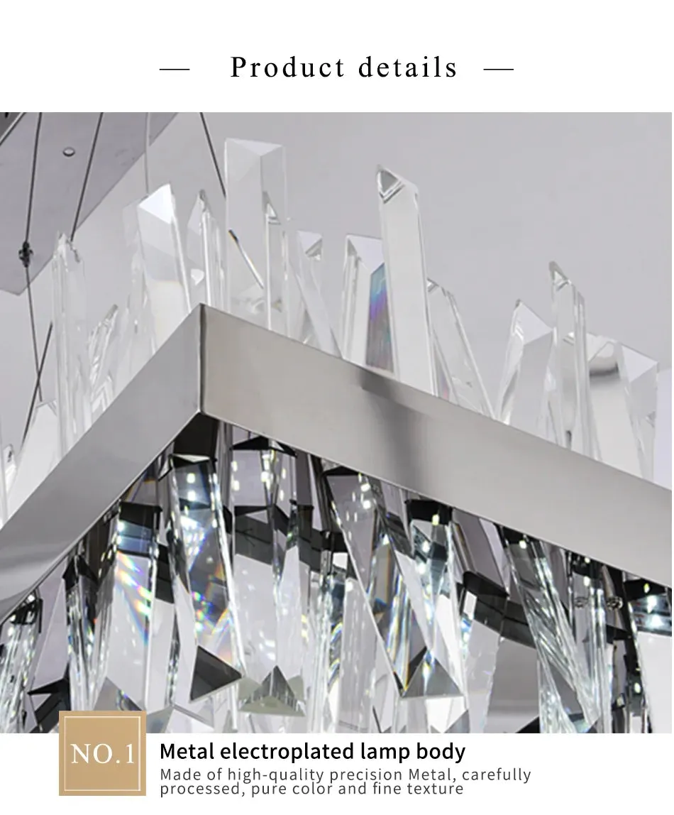 YLK Yasna Modern crystal chandelier for dining room rectangle island hanging