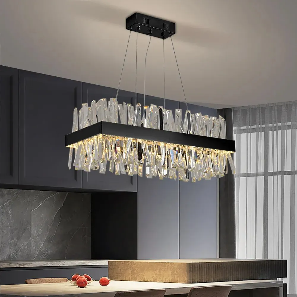 YLK Yasna Modern crystal chandelier for dining room rectangle island hanging