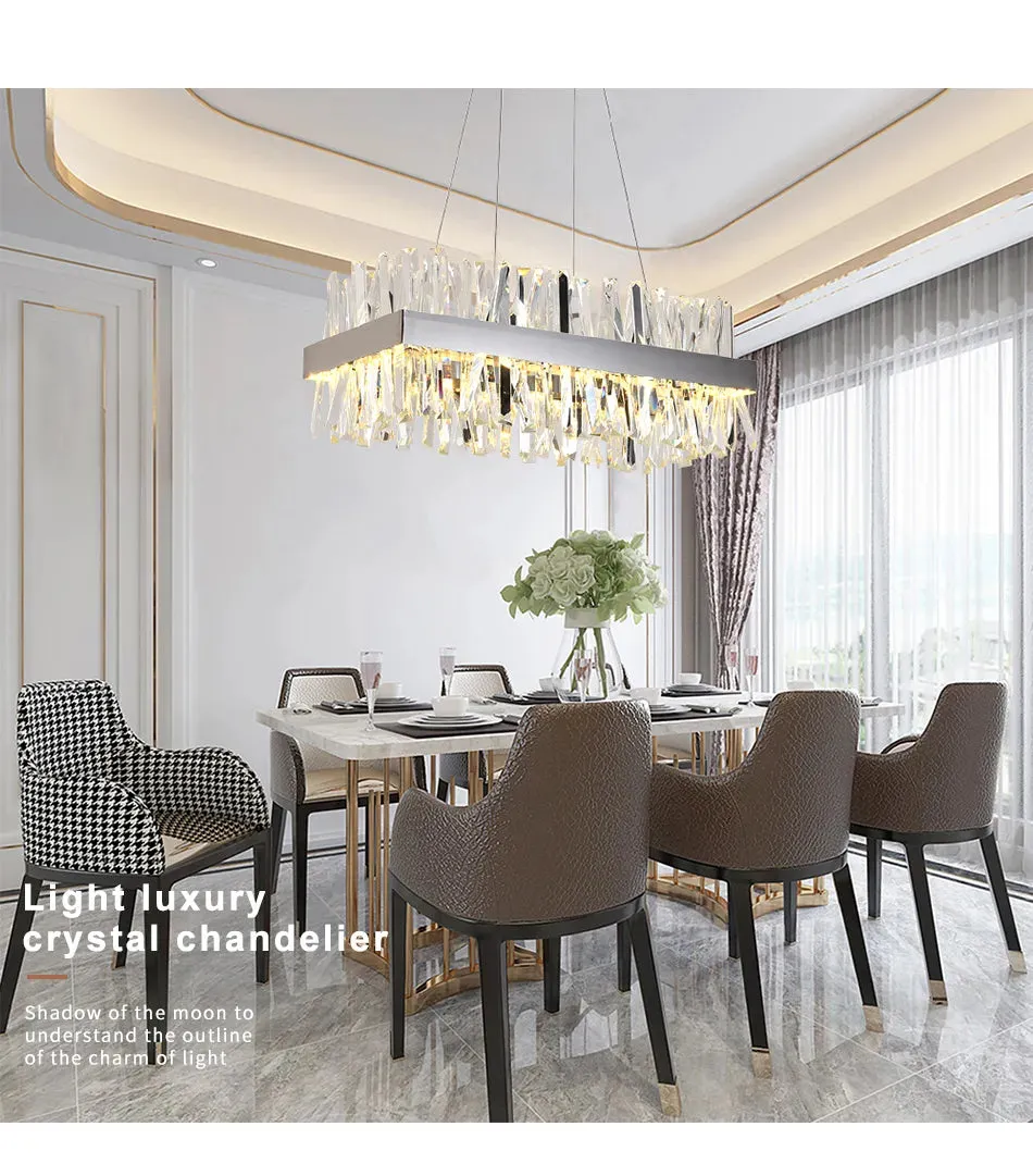 YLK Yasna Modern crystal chandelier for dining room rectangle island hanging